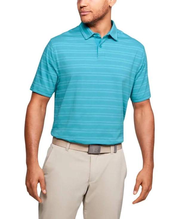 Men's UA Charged Cotton Scramble Stripe Polo - Lt/pasblue
