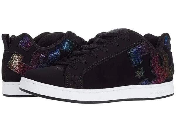 DC Court Graffik W Women's Skate Shoes Black/Rainbow : 5.5 B - Medium