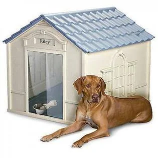 Suncast Dog House Personalized Pet Puppy Shelter Bed Large Deluxe Removable Roof Kennel