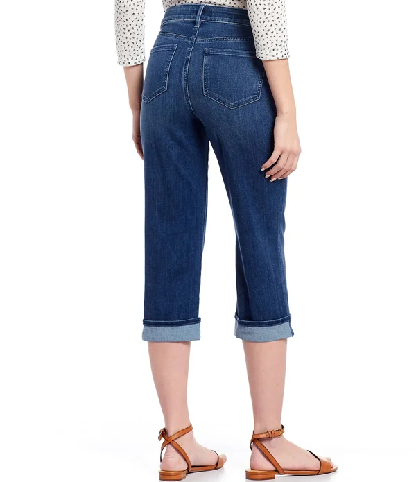 Nydj Marilyn Cuffed Crop Cool Embrace Denim Jeans - Womens, 4, Deleon