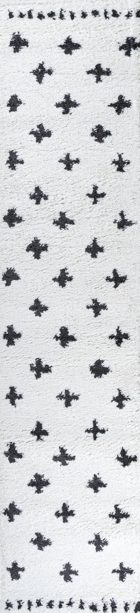 Jonathan Y Cristo White/Black 2 ft. x 10 ft. Berber Geometric Shag Runner Rug