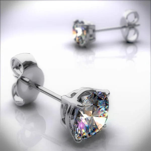 14K White Gold Four Prong Round Lab Created Diamond Stud Earrings (0.25 CTW - F-G - VS2-SI1)