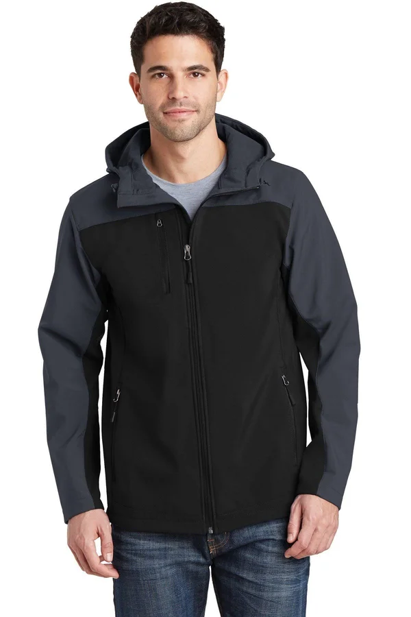Port Authority J335 Hooded Core Soft Shell Jacket - Black/ Battleship Grey - S