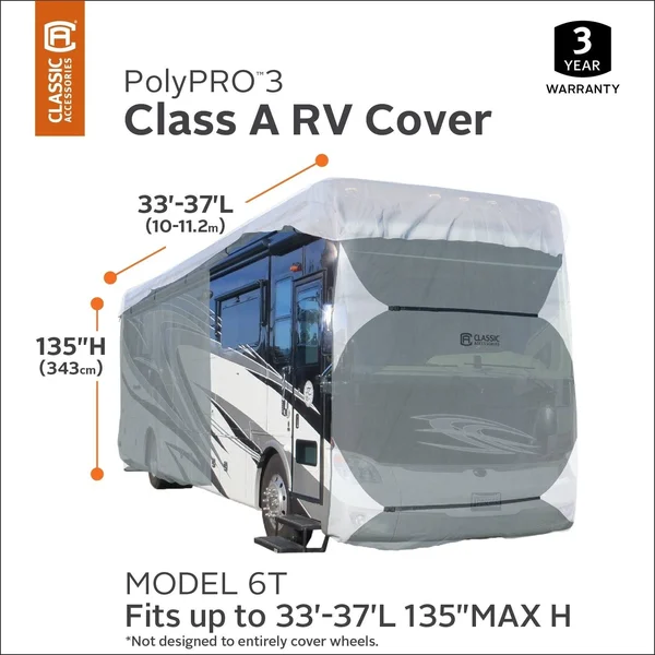Classic Accessories OVERDRIVE Polypro 3 Deluxe Class A RV COVER, Fits 33& - 37& RVs
