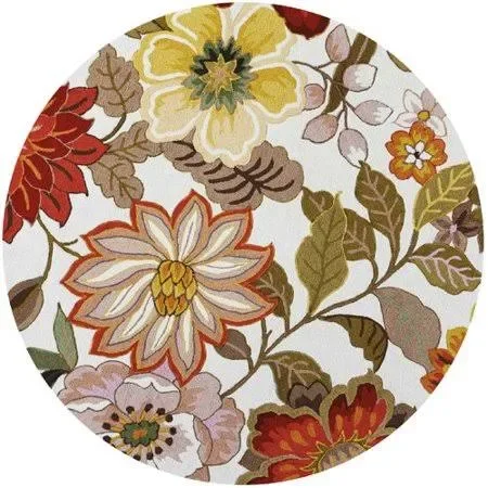 Red Barrel Studio Kriszara Hand Hooked Green/Red Area Rug - Size: Round 7&6 inch