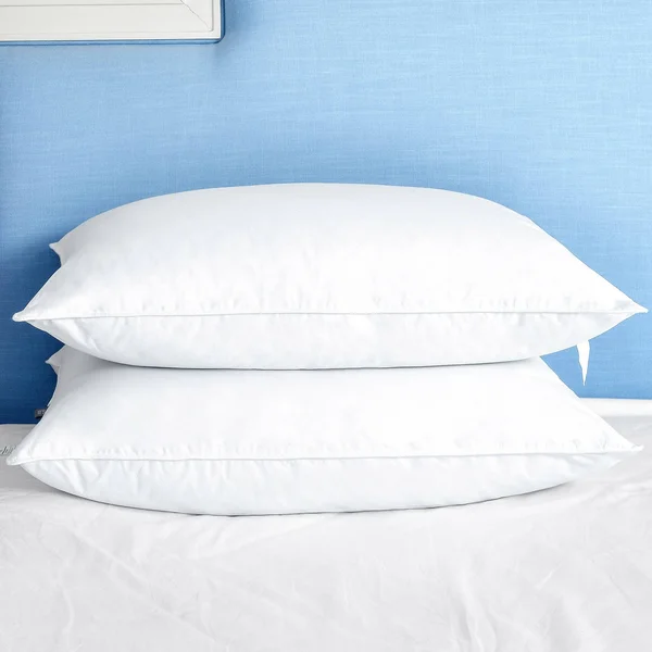 2 Pack Feather Down Pillows Cotton Cover Medium Firm - White - King