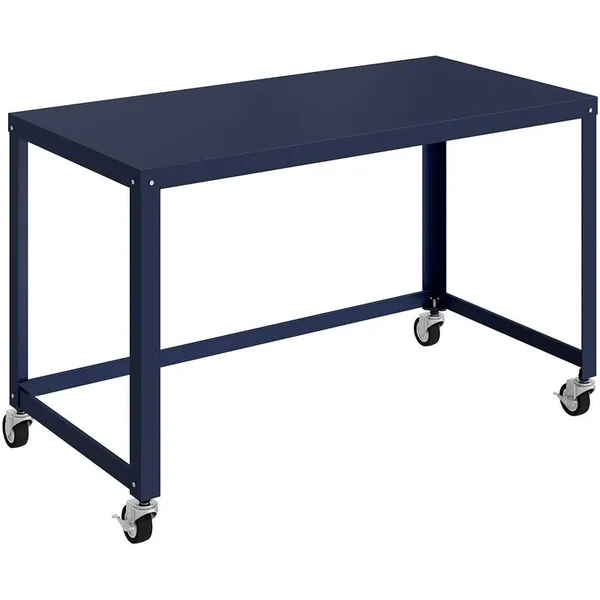 Space Solutions Ready-to-Assemble 48 inch Wide Mobile Metal Desk - Navy