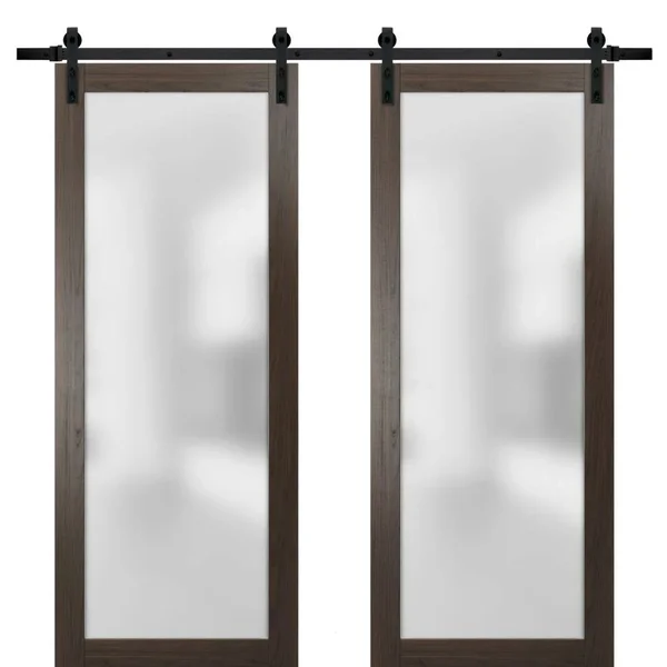 SARTODOORS Frosted Lite Glass Door Panel Slab 28 x 96 - Planum 2102 Chocolate Ash, Use as Barn Pocket Sliding, Wood Door