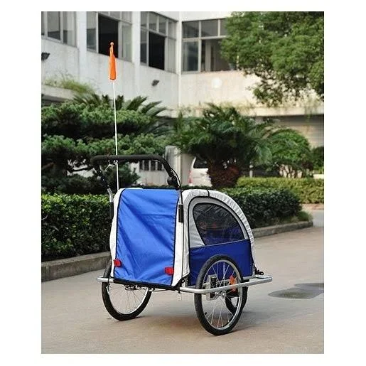 Aosom Elite II 3 in 1 Double Child Baby Bike Trailer and Stroller - Blue