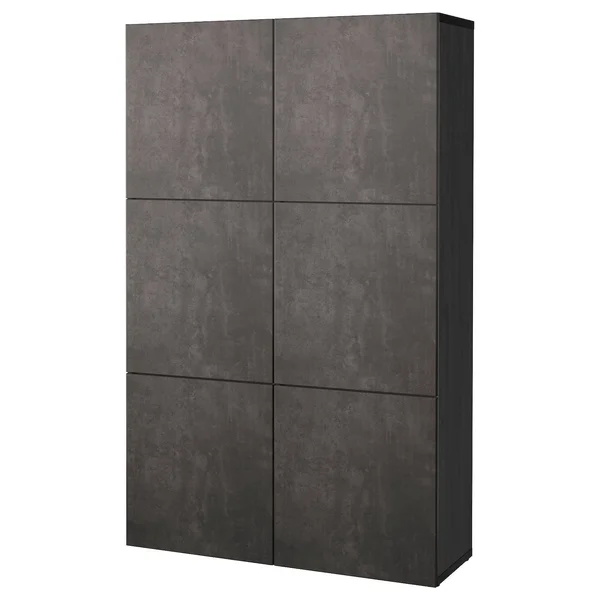 IKEA - BESTÅ Storage Combination with Doors - Black-Brown kallviken/dark Gray Concrete Effect, 47 1/4x16 1/2x76 19205884