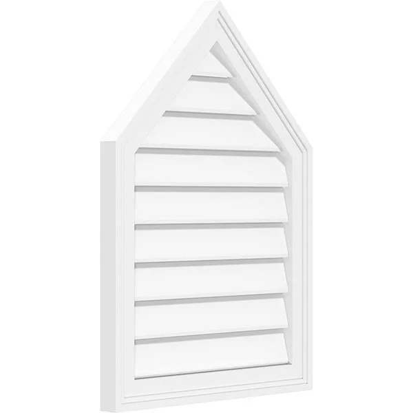Ekena Millwork GVPPE12X3802SF-14 12x22W x 38x22H Peaked Top Surface Mount PVC Gable Vent 14/12 Pitch: Functional - w/ 2x22W x 1-1
