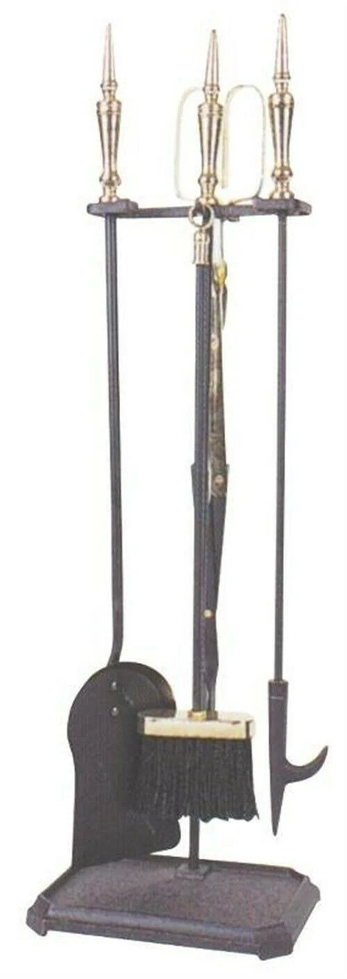 Homebasix T51450PK-C3L 5-Piece Fireplace Tool Set - Brass/Black