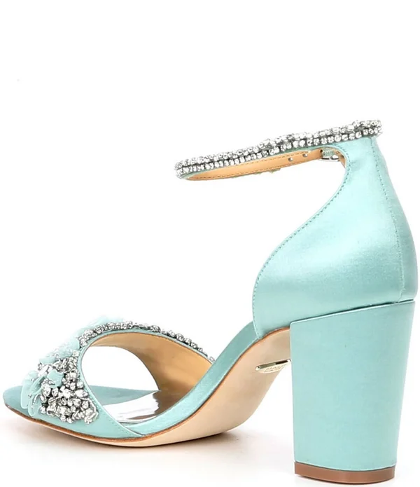 Badgley Mischka Finesse Satin Block Heel Dress Sandals - 9M