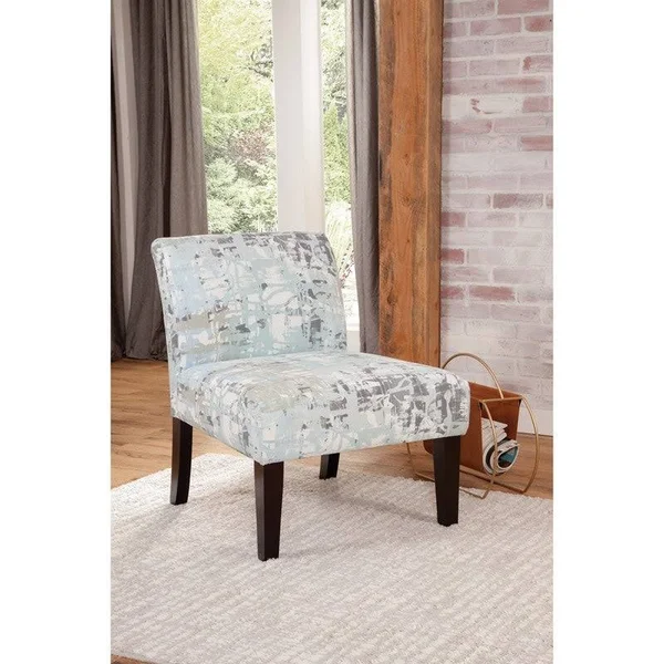 Armless Slipper Accent Chair - Midnight Scroll - Blue