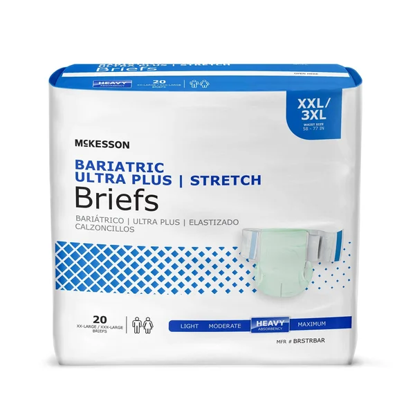 McKesson Bariatric Adult Incontinence Brief 2X-Large - 3X-Large Heavy Absorbency, Size: 2XL, Green