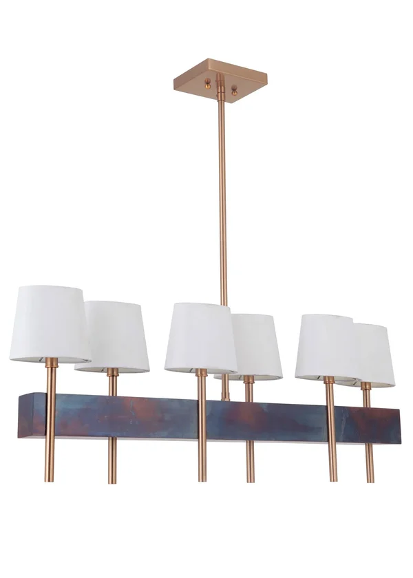 Craftmade Parker 6 Light Island - Fired Steel/Satin Brass - 44476-FSSB