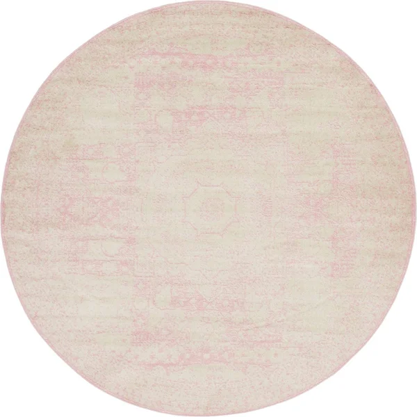Unique Loom Bromley Wells Pink 8 ft. Round Area Rug