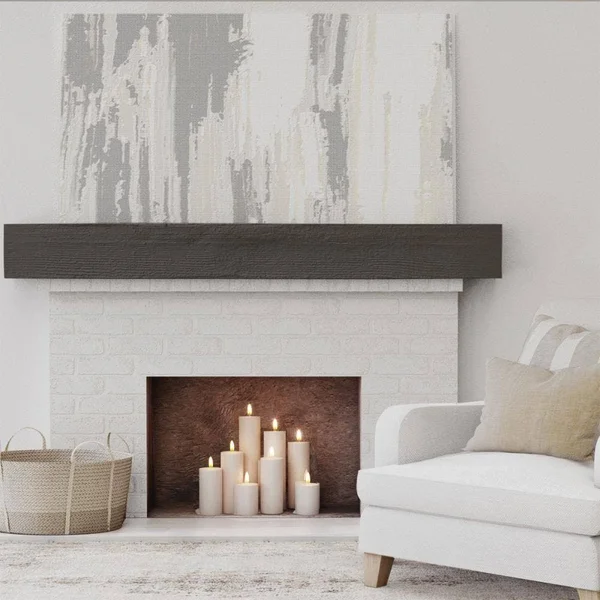 Ekena Millwork MANURS04X06X60ZW 4x22H x 6x22D x 60x22W Rough Sawn Faux Wood Fireplace Mantel, Premium Walnut