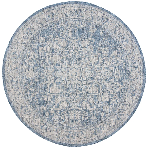 Safavieh Courtyard Collection CY8671-368 Indoor/Outdoor Area Rug - 6& 7x22 Square, Navy/Grey