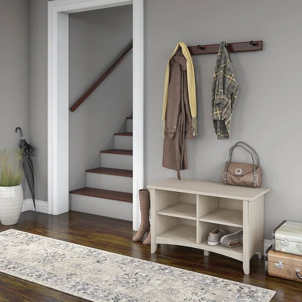Bush Furniture Salinas Shoe Storage Bench, Antique White