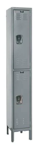 Hallowell Premium 2 Tier 1 Wide School Locker - Size: 78 inch H x 12 inch W x 18 inch D, Gray