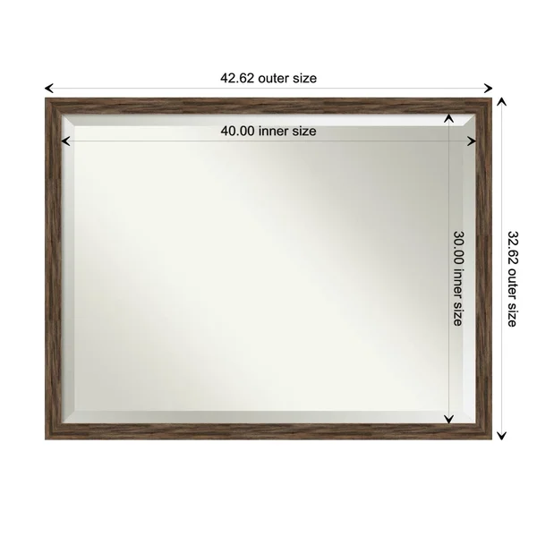 Amanti Art Regis Barnwood Mocha Narrow Frame Collection 20.62-in Matte Brown Rectangular Bathroom Mirror, DSW5247139