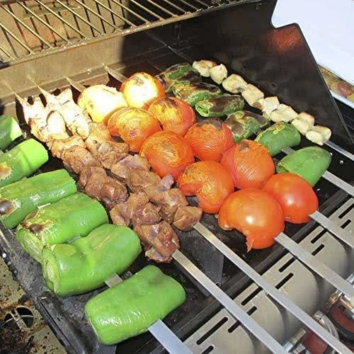 Goutime 23 x 5/8 inch Stainless Steel Shish Kabob Skewers with Bag, Set of 6