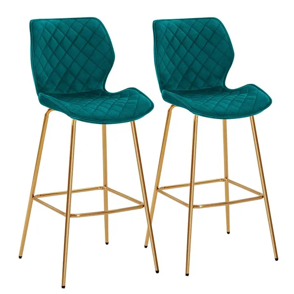 Duhome Set of 2 Velvet Upholstered Barstools with Back Bar Chairs 30'' Height for Kitchen Bar Pink, Size: One Size