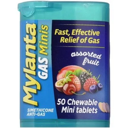 Mylanta GAS Chewable Mini Tablets - Assorted Fruit 50 ea (Pack of 6)