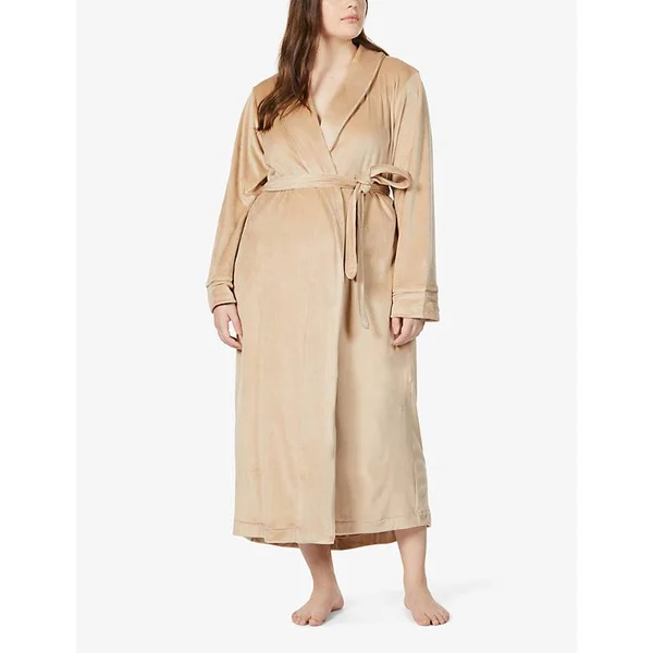 SKIMS Women's Velour Long Robe - Nude - Size 3XL