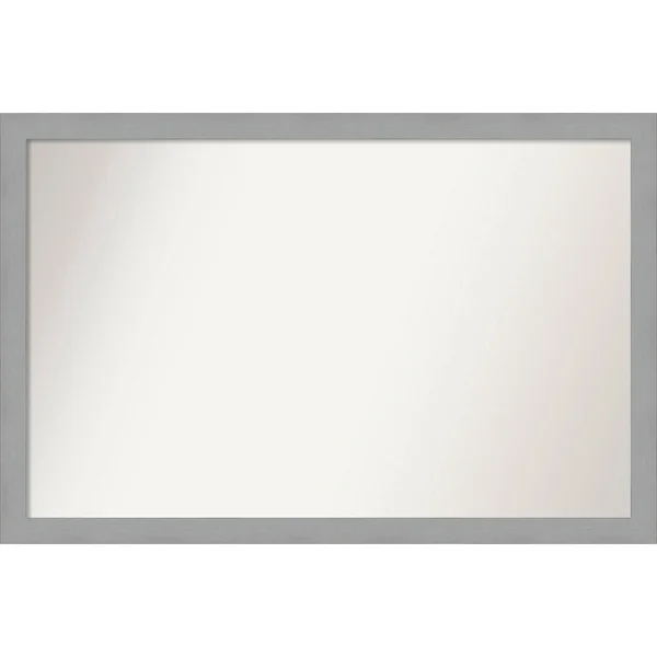 Amanti Art Medium Rectangle Brushed Nickel Contemporary Mirror (32.5 in. H x 49.5 in. W)