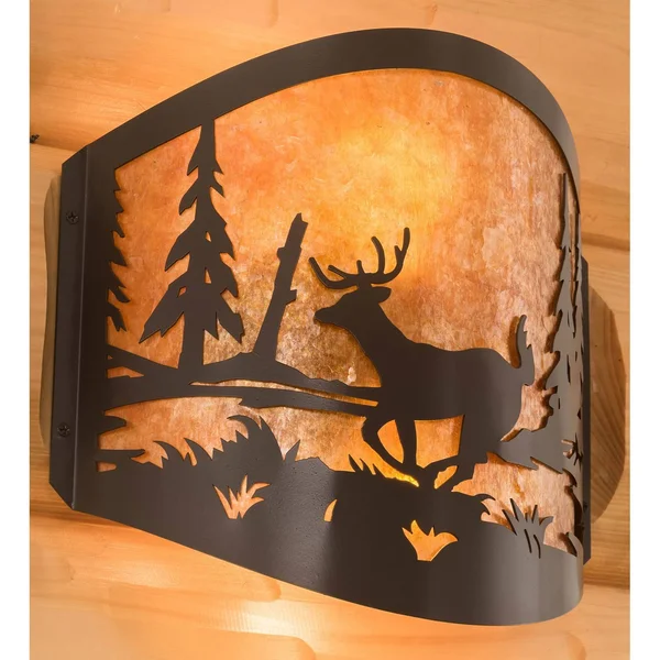 Meyda 11x22 Wide Deer at Lake Wall Sconce - 188367