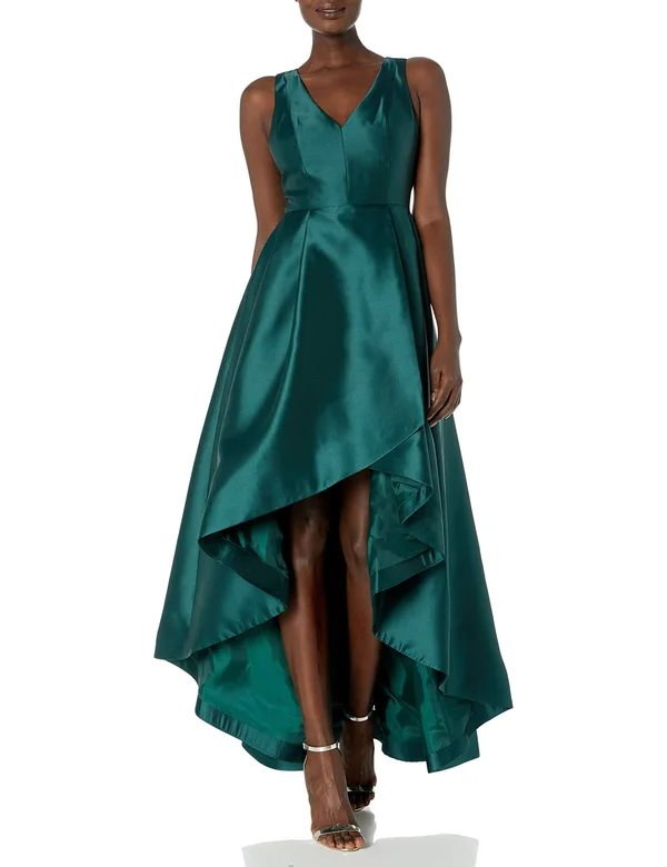 Calvin Klein Womens New Green V Neck Sleeveless Hi-Lo Dress 4 B+B