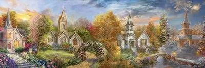 Nicky Boehme Canvas Wall Decor Art Prints - A Church for All Seasons ( scenic & landscapes art)