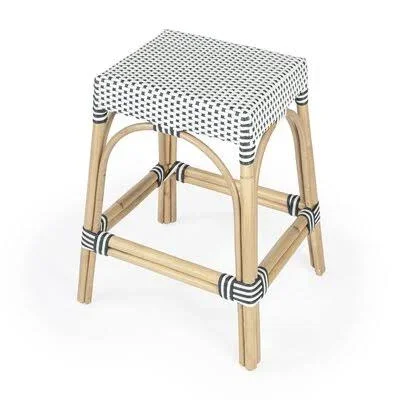 Baldridge 24.5x22 Counter Stool Breakwater Bay Color: White/Navy