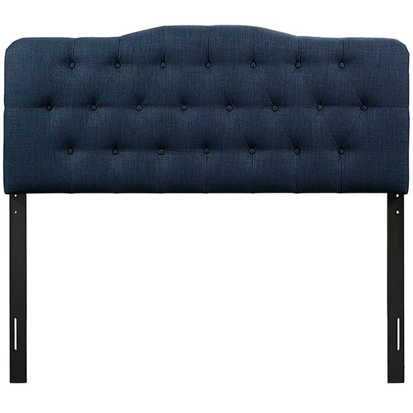 BSD National Supplies Kenmore Blue Fabric Upholstered Tufted Queen Size Headboard