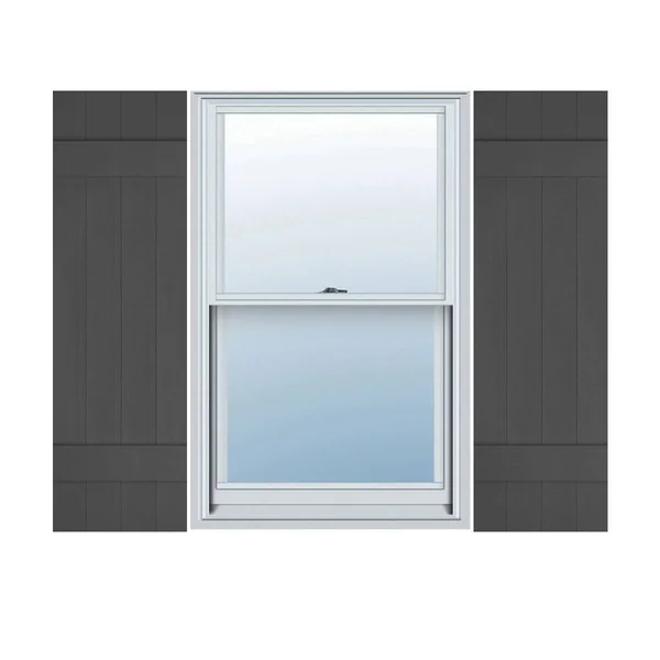 Ekena Millwork LJ4C14X04100TG Lifetime Vinyl - Custom Four Board Joined, Board-n-Batten Shutters, w/ Shutter-Loks (Per Pair), 14x