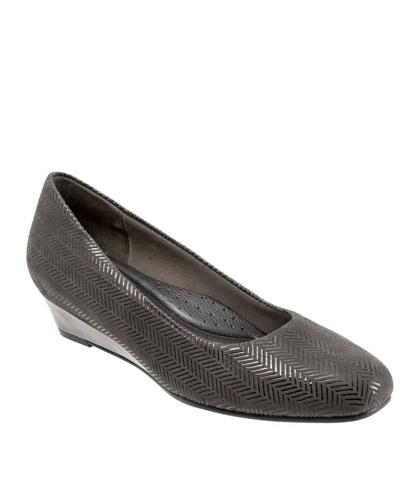 Trotters Women's Lauren, Dark Grey Suede/Patent Leather