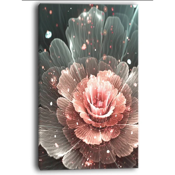 Designart &Abstract Fractal Pink Gray Flower& Graphic Art on Wrapped Canvas Size: 40x22 H x 30x22 W x 1x22 D