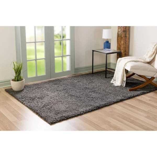 5&x8& Solid Shag Rug Graphite Gray - Unique Loom