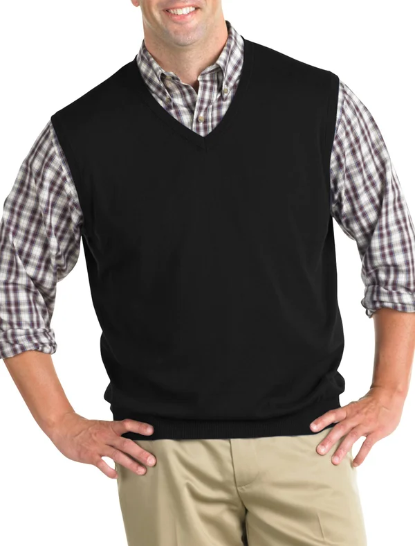 Big & Tall Harbor Bay V-Neck Sweater Vest - Men's, Size: 3XL, Black