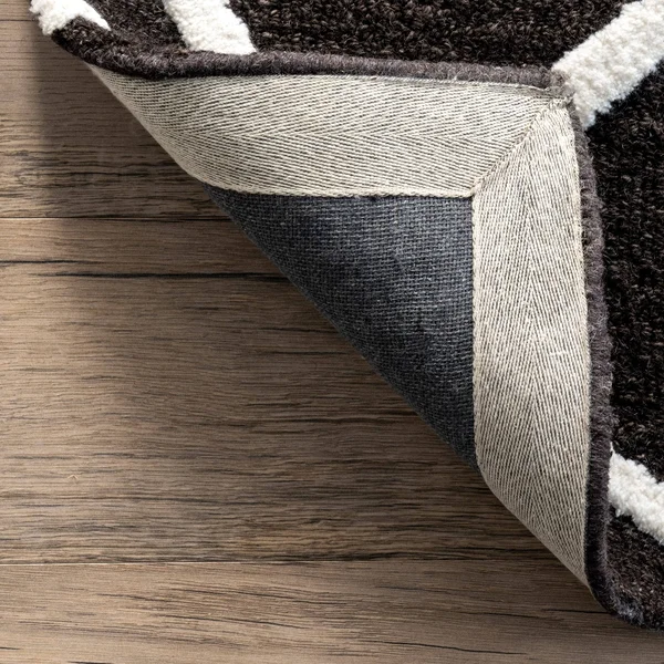 5'x8' Rectangle Hand Made Woven Geometric Wool Area Rug Black - nuLOOM