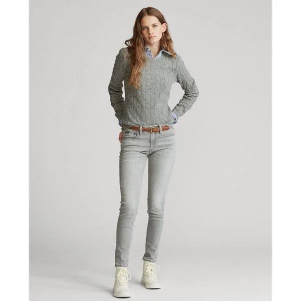 Ralph Lauren Women's Cable-Knit Cashmere Sweater - Size Xs in Battalion Grey Heather