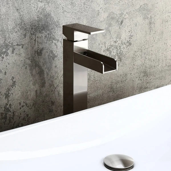 Homary Modern Brushed Nickel Waterfall Faucet for Vessel Sink Single Hole Bathroom Vessel Sink Faucet CUPC Certified
