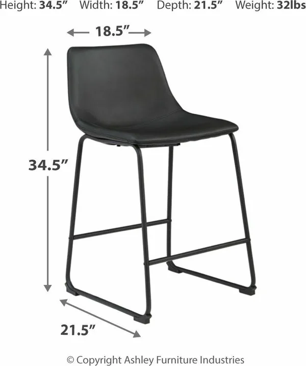 Centiar Black Upholstered Barstool (Set of 2)