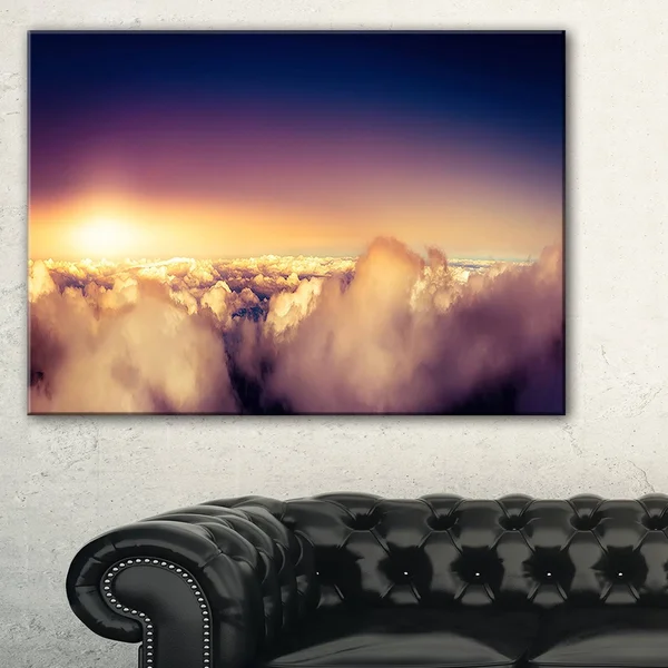 Design Art Blue Sky Over Clouds Panorama Landscape Wall Art Canvas Print, 40X20x22