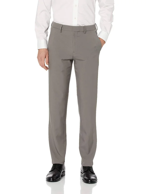 Haggar Htr Grey Active Series Straight Fit Flat Front Dress Pants
