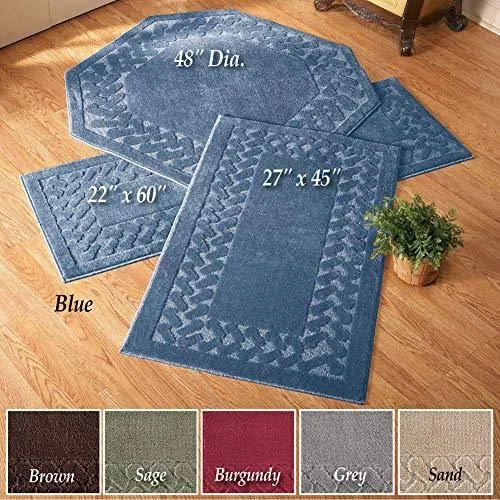Herringbone Trim Solid Colored Skid-Resistant Decretive Accent Rugs - Grey