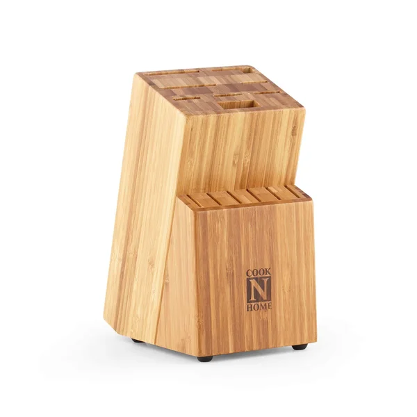 Cook N Home 02630 15-Piece Knife Set with Bamboo Storage Block, Stainless STEE Silver