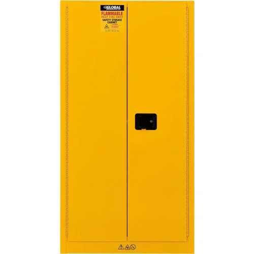 Global Industrial Flammable Cabinet - Manual Close Double DOOR, 44 Gallon, 34x22Wx18x22Dx65x22H